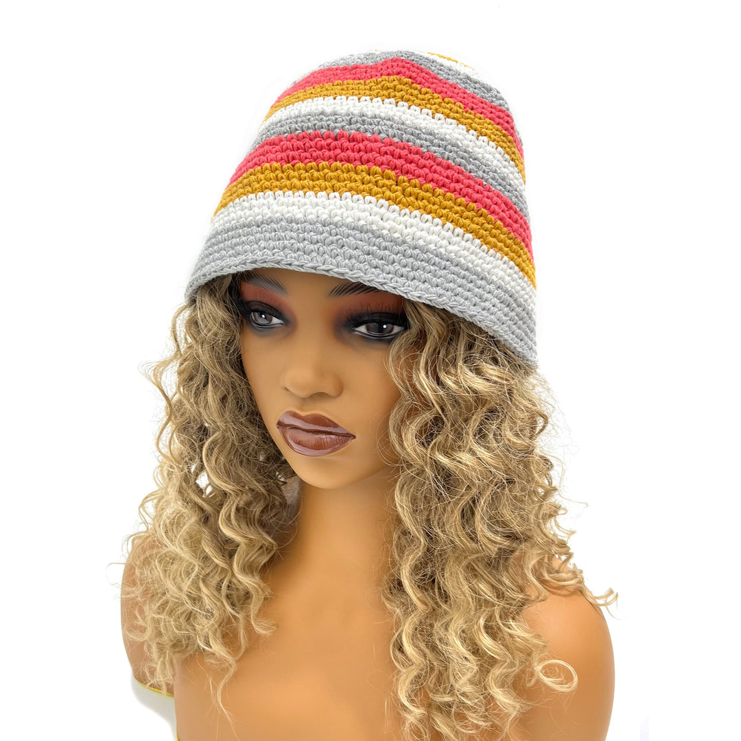 Mixed Color Stripe Wool Bucket Hat