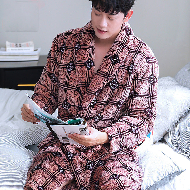 Winter Bathrobe Coral Fleece Couple Pajamas