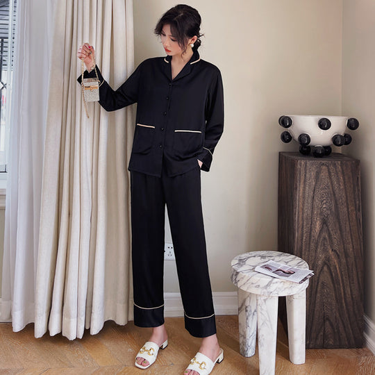 Couple Pajamas Lapel Cardigan Long Sleeves