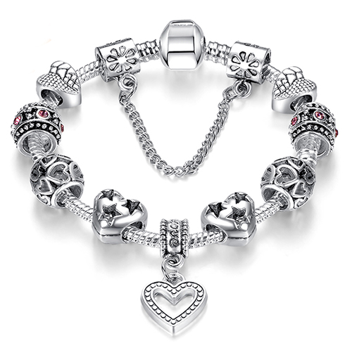 Women Bracelet 925 Unique Silver Crystal Charm Bracelet for Women DIY Beads Bracelets & Bangles Jewelry Gift