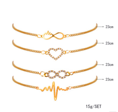 Modyle   Gold Color Crystal Wedding Bracelets Set CZ Stone Heart Bracelets Bangles For Woman