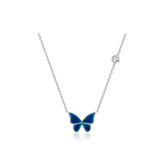 S925 Sliver Color-changed Butterfly Necklace Fashion Novelty Jewelry