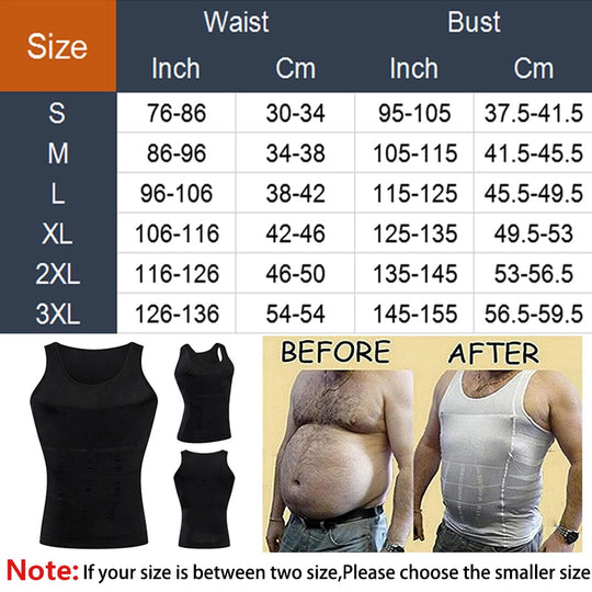 Be-In-Shape Men's Slimming Vest Body Shaper Corrective Posture Belly Control Compression Shirt Loss Weight Underwear Corset